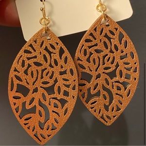 Rose gold leather dangle earrings